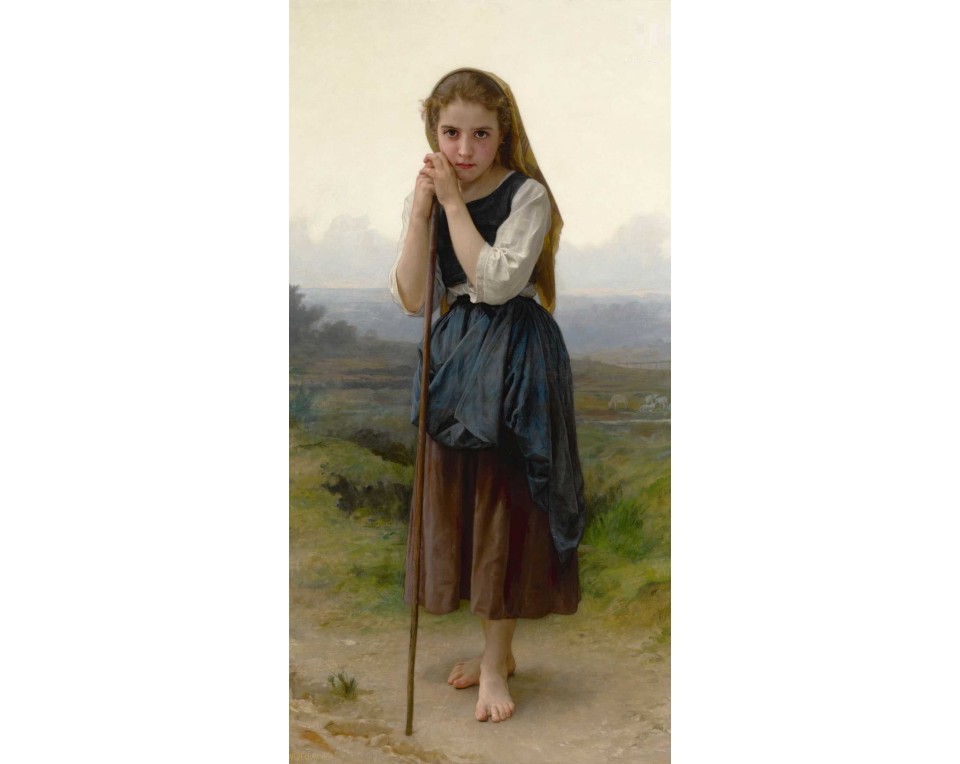 "Μικρή Βοσκοπούλα" (The Little Shepherdess), έργο του Γάλλου ακαδημαϊκού ζωγράφου Γουίλιαμ-Αντόλφ Μπουγκερώ (William-Adolphe Bouguereau). Εκτύπωση έργο τέχνης σε κάμβα τελαρωμένο κάθετο 40Χ80εκ 