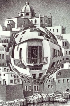  M.C. Escher με τίτλο "Μπαλκόνι" (Balcony) Εκτύπωση έργο τέχνης σε κάμβα τελαρωμένο κάθετο 50Χ70εκ 