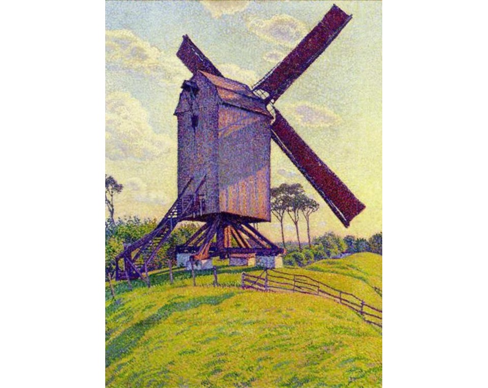 "Ο Μύλος στο Καλφ" (Le Moulin de Kalf) του Βέλγου καλλιτέχνη Τέο βαν Ράισελμπεργκε (Theo van Rysselberghe).  Εκτύπωση έργο τέχνης σε κάμβα τελαρωμένο κάθετο 50Χ70εκ 