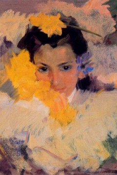  "Κορίτσι με Λουλούδια" («Niña con flores») του διάσημου Ισπανού ζωγράφου Χοακίν Σορόγια (Joaquín Sorolla) Εκτύπωση έργο τέχνης σε κάμβα τελαρωμένο κάθετο 50Χ70εκ 