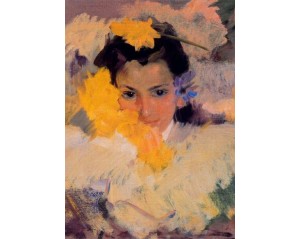  "Κορίτσι με Λουλούδια" («Niña con flores») του διάσημου Ισπανού ζωγράφου Χοακίν Σορόγια (Joaquín Sorolla) Εκτύπωση έργο τέχνης σε κάμβα τελαρωμένο κάθετο 50Χ70εκ 
