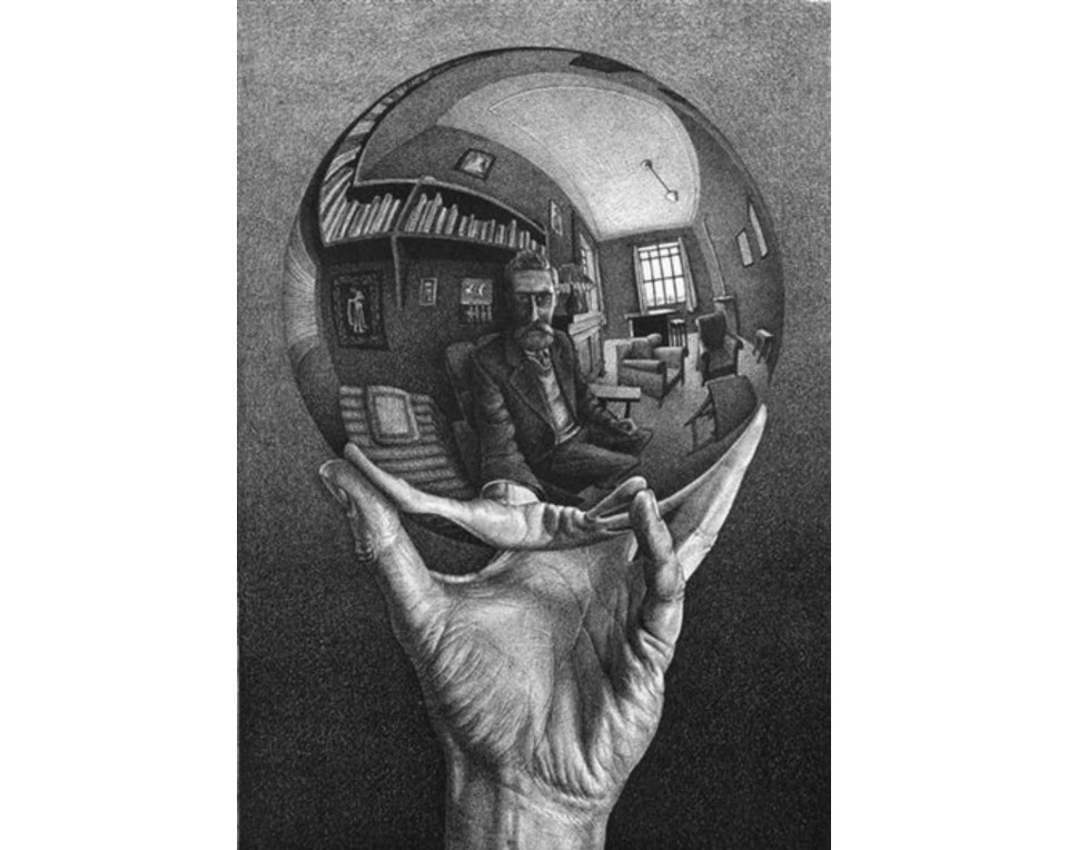 ΠΙΝΑΚΑΣ ΣΕ ΚΑΜΒΑ M. C. Escher - Χέρι με Σφαίρα Αντανάκλασης