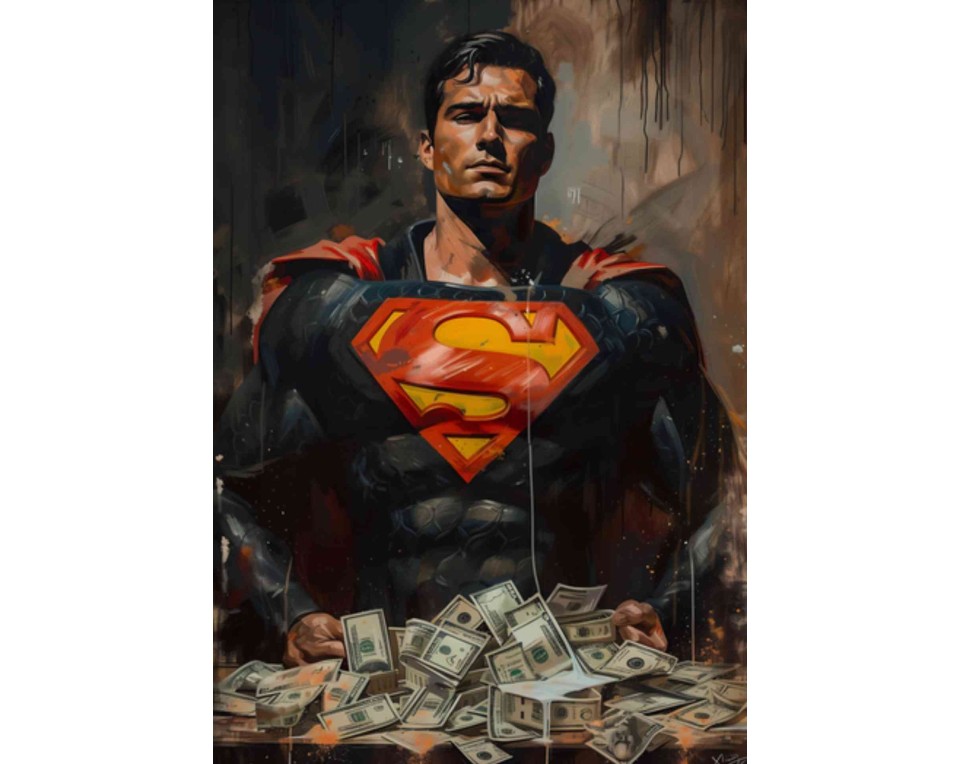 ΠΙΝΑΚΑΣ ΣΕ ΚΑΜΒΑ Superman με Χρήματα