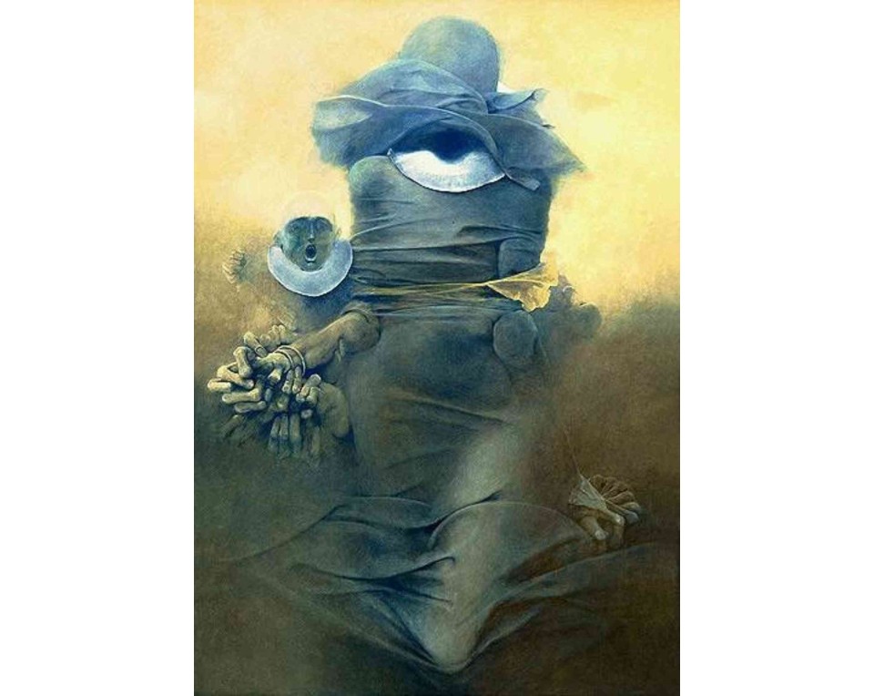 ΠΙΝΑΚΑΣ ΣΕ ΚΑΜΒΑ Zdzisław Beksiński - Χωρίς Τίτλο (Μορφή με Μάτι)