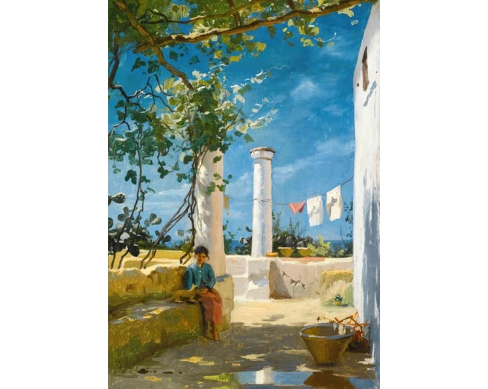 ΠΙΝΑΚΑΣ ΣΕ ΚΑΜΒΑ Peder Mork Monsted - Μια Ηλιόλουστη Βεράντα στο Κάπρι