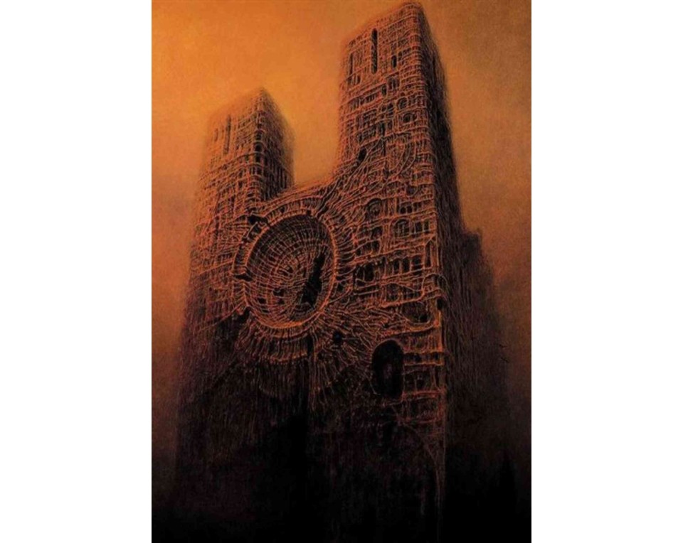 ΠΙΝΑΚΑΣ ΣΕ ΚΑΜΒΑ Zdzisław Beksiński - Χωρίς Τίτλο (Καθεδρικός Ναός)
