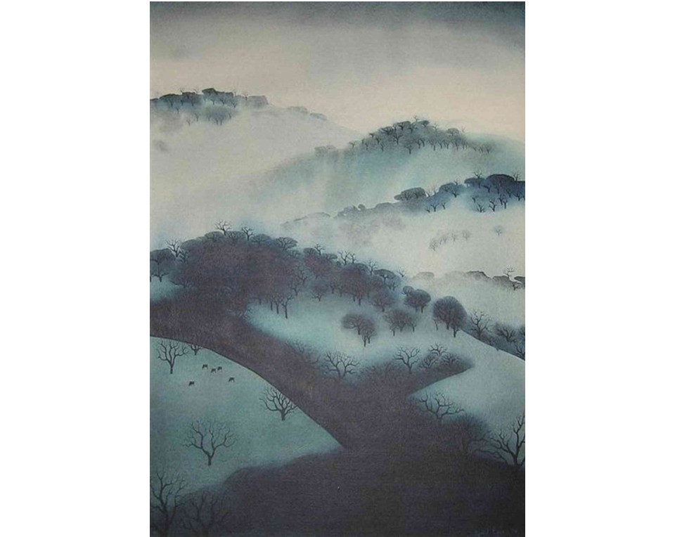 ΠΙΝΑΚΑΣ ΣΕ ΚΑΜΒΑ Eyvind Earle - Λόφοι με Ομίχλη