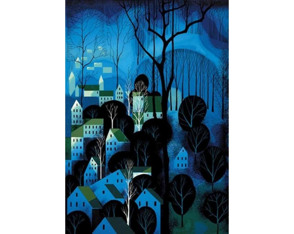 ΠΙΝΑΚΑΣ ΣΕ ΚΑΜΒΑ Eyvind Earle - Μεσάνυχτα Μπλε