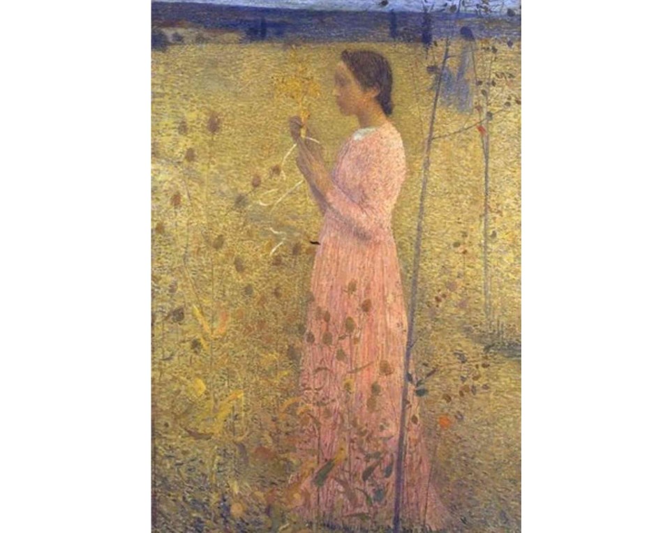 ΠΙΝΑΚΑΣ ΣΕ ΚΑΜΒΑ Henri Martin - Νεαρή Κοπέλα με Ροζ Φόρεμα σε Λιβάδι