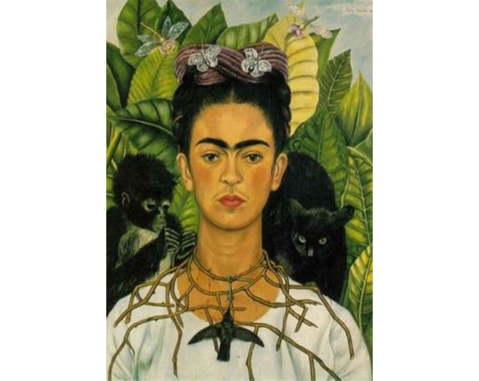 ΠΙΝΑΚΑΣ ΣΕ ΚΑΜΒΑ Frida Kahlo - Αυτοπροσωπογραφία με Περιλαίμιο από Αγκάθια και Κολιμπρί
