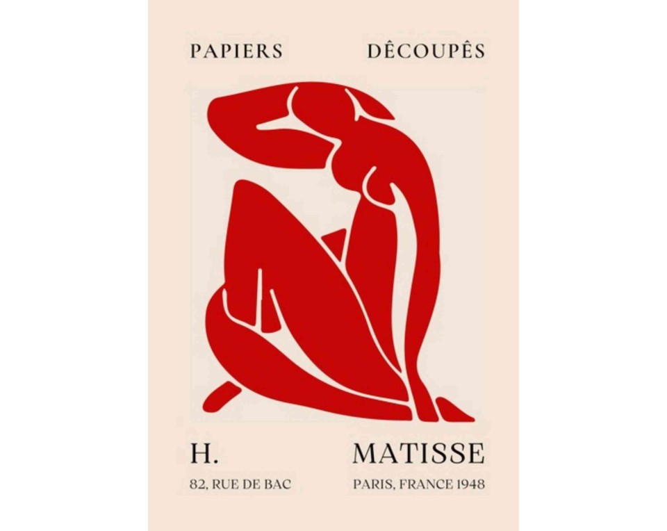 ΠΙΝΑΚΑΣ ΣΕ ΚΑΜΒΑ Henri Matisse - Papiers Découpés - Κόκκινη Καθιστή Μορφή