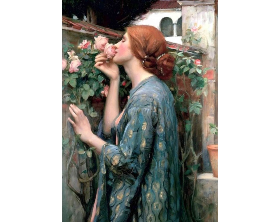 ΠΙΝΑΚΑΣ ΣΕ ΚΑΜΒΑ John William Waterhouse - Γυναίκα που Μυρίζει Τριαντάφυλλο
