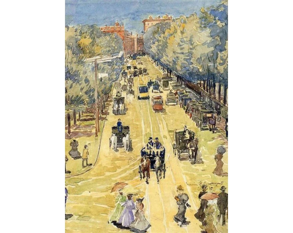 ΠΙΝΑΚΑΣ ΣΕ ΚΑΜΒΑ Maurice Prendergast - Άμαξες σε Δρόμο της Πόλης