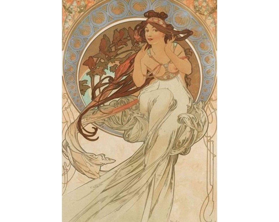 ΠΙΝΑΚΑΣ ΣΕ ΚΑΜΒΑ Alphonse Mucha - Μουσική / Οι Τέχνες (Art Nouveau)