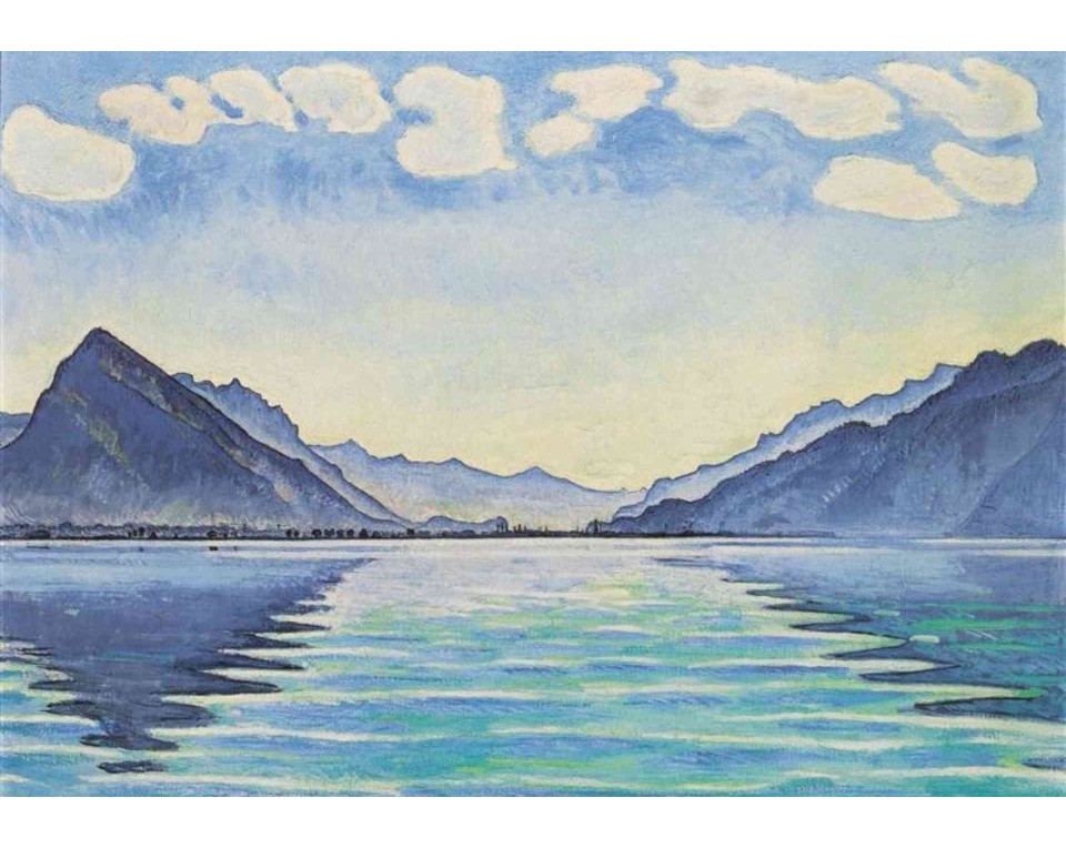 ΠΙΝΑΚΑΣ ΣΕ ΚΑΜΒΑ Ferdinand Hodler - Η Λίμνη Τουν με Συμμετρική Αντανάκλαση