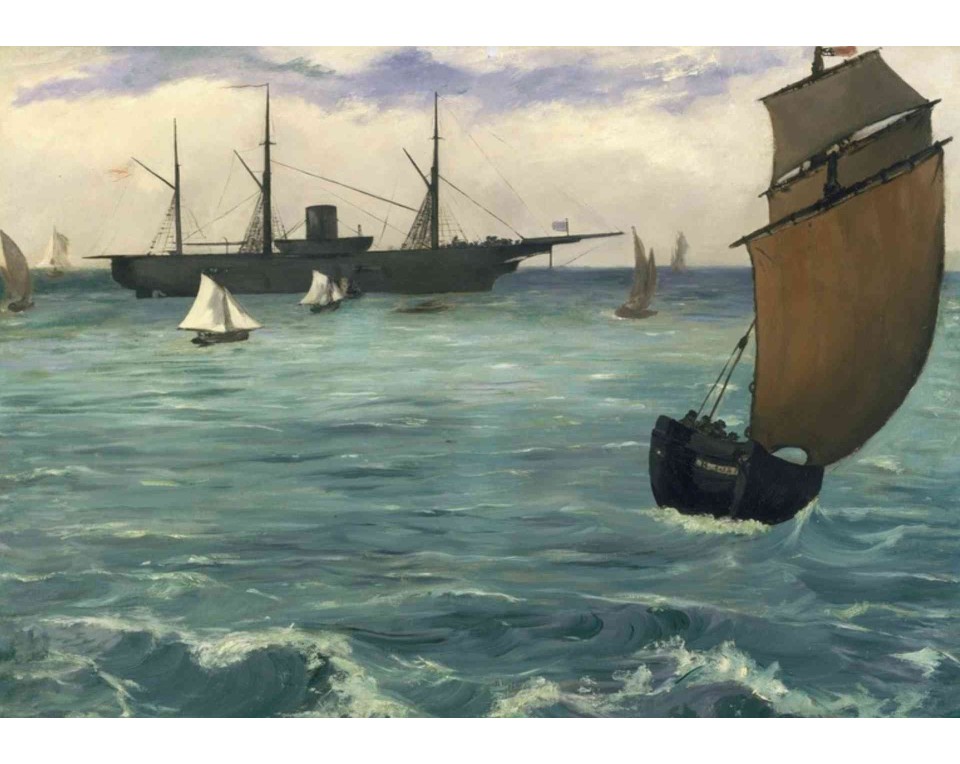 ΠΙΝΑΚΑΣ ΣΕ ΚΑΜΒΑ Édouard Manet - Το USS Kearsarge στη Βουλώνη