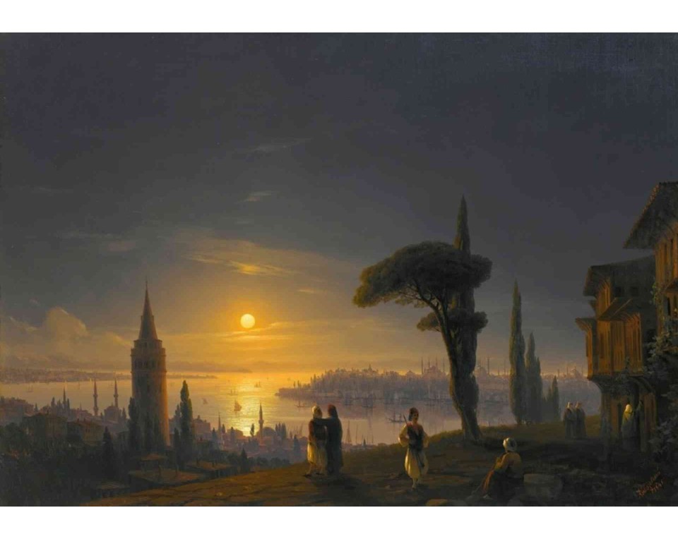 ΠΙΝΑΚΑΣ ΣΕ ΚΑΜΒΑ Ivan Aivazovsky - Ο Πύργος του Γαλατά στο Φεγγαρόφωτο