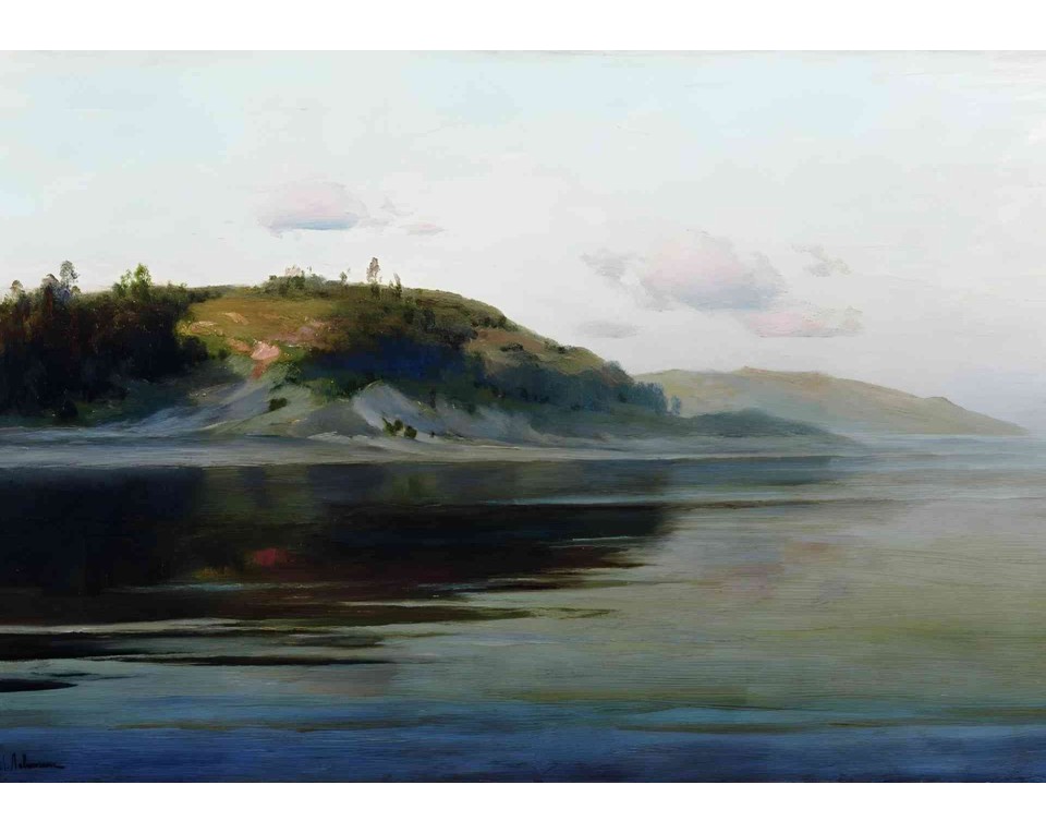 ΠΙΝΑΚΑΣ ΣΕ ΚΑΜΒΑ Isaac Levitan - Καλοκαιρινό Βράδυ. Ποτάμι
