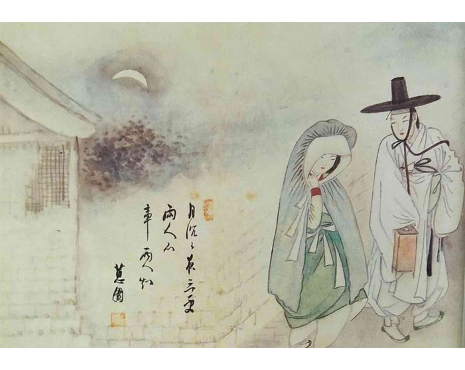 ΠΙΝΑΚΑΣ ΣΕ ΚΑΜΒΑ Shin Yun-bok - Εραστές κάτω από το Φεγγάρι