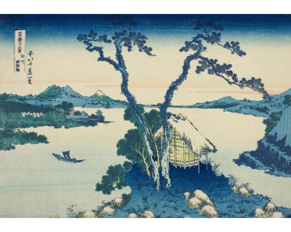 ΠΙΝΑΚΑΣ ΣΕ ΚΑΜΒΑ Katsushika Hokusai - Η Λίμνη Σούβα στην Επαρχία Σινάνο