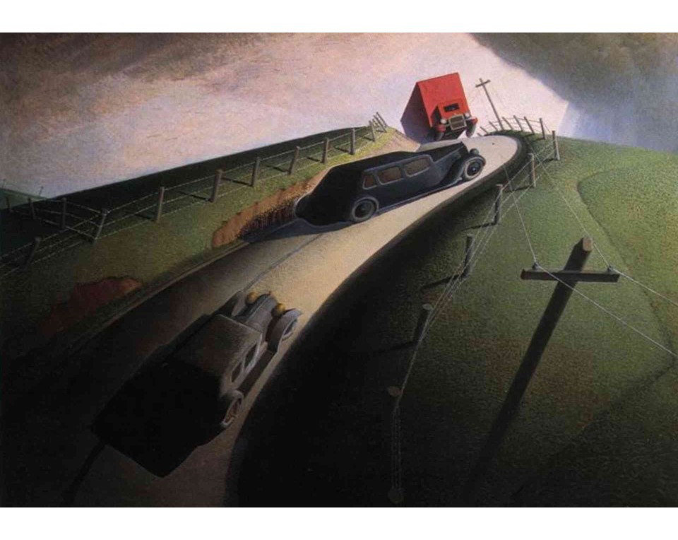 ΠΙΝΑΚΑΣ ΣΕ ΚΑΜΒΑ Grant Wood - Ο Θάνατος στον Επαρχιακό Δρόμο