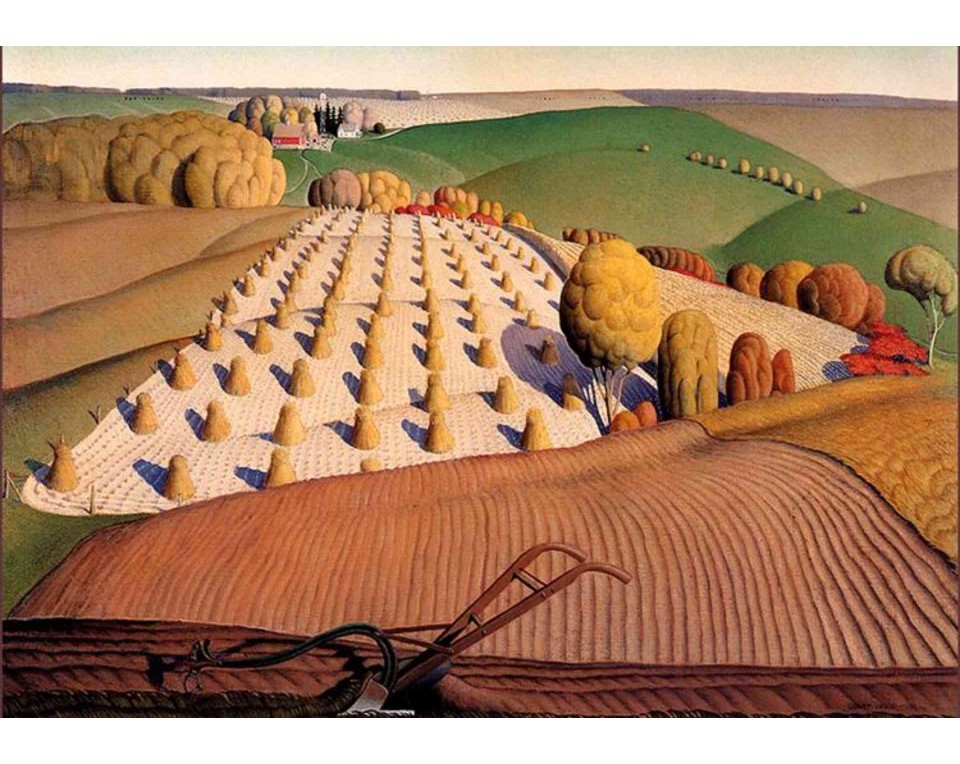 ΠΙΝΑΚΑΣ ΣΕ ΚΑΜΒΑ Grant Wood - Φθινοπωρινό Όργωμα