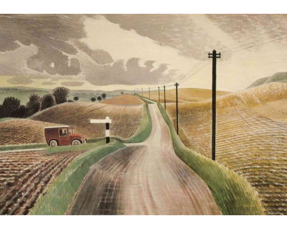 ΠΙΝΑΚΑΣ ΣΕ ΚΑΜΒΑ Eric Ravilious - Τοπίο στο Γουίλτσαϊρ