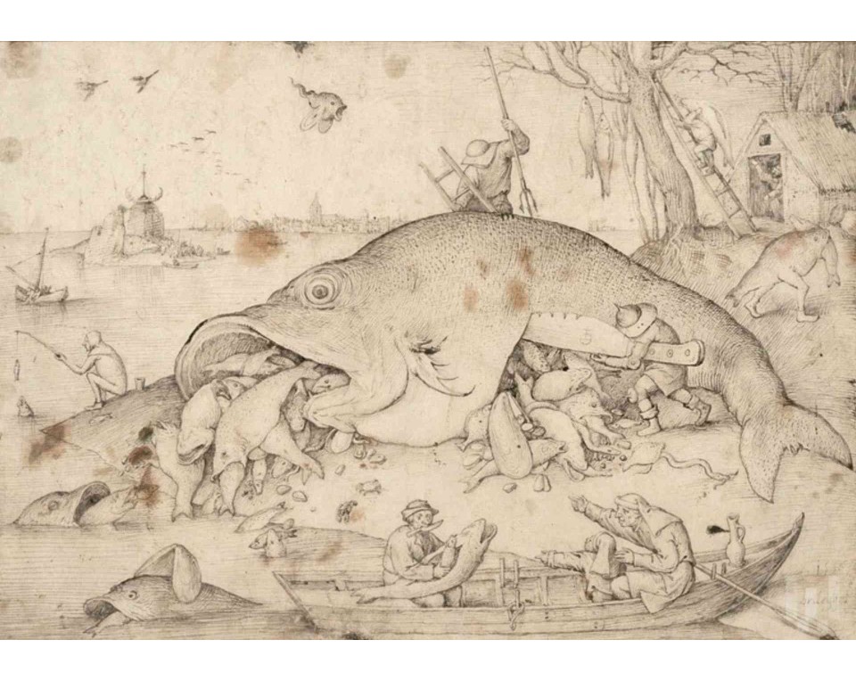 ΠΙΝΑΚΑΣ ΣΕ ΚΑΜΒΑ Pieter Bruegel the Elder - Τα Μεγάλα Ψάρια Τρώνε τα Μικρά