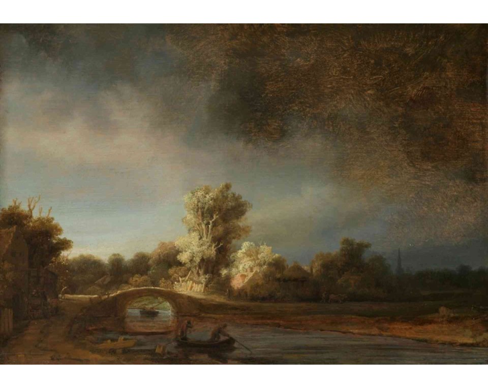 ΠΙΝΑΚΑΣ ΣΕ ΚΑΜΒΑ Rembrandt van Rijn - Τοπίο με Πέτρινη Γέφυρα