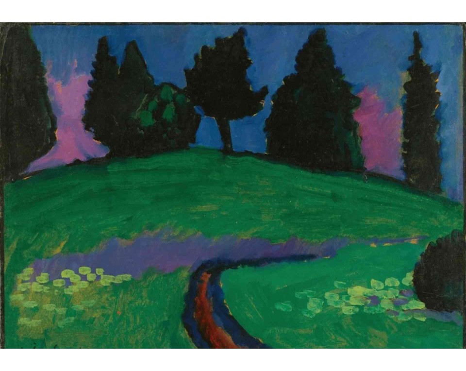 ΠΙΝΑΚΑΣ ΣΕ ΚΑΜΒΑ Alexej von Jawlensky - Σκοτεινά Δέντρα πάνω σε Πράσινη Πλαγιά
