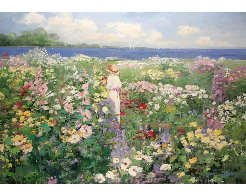 ΠΙΝΑΚΑΣ ΣΕ ΚΑΜΒΑ Childe Hassam - Κήπος με Ρόδα