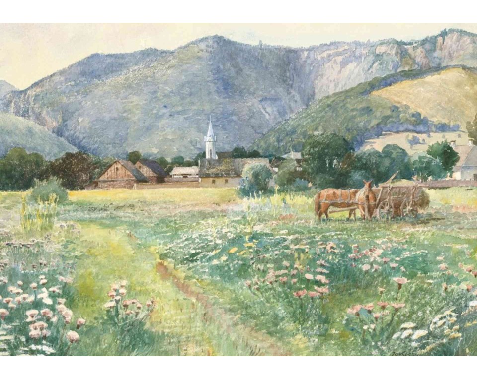 ΠΙΝΑΚΑΣ ΣΕ ΚΑΜΒΑ Július Zorkóczy - Τοπίο με Ανθισμένο Λιβάδι