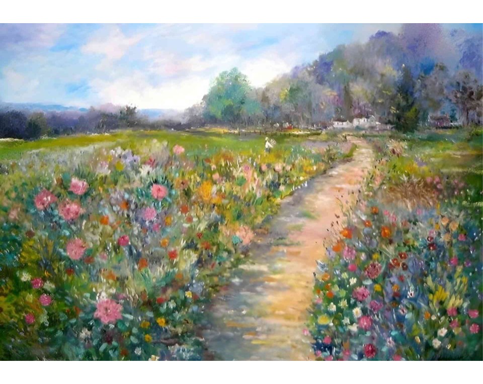 ΠΙΝΑΚΑΣ ΣΕ ΚΑΜΒΑ Claude Monet - Ανθισμένο Μονοπάτι