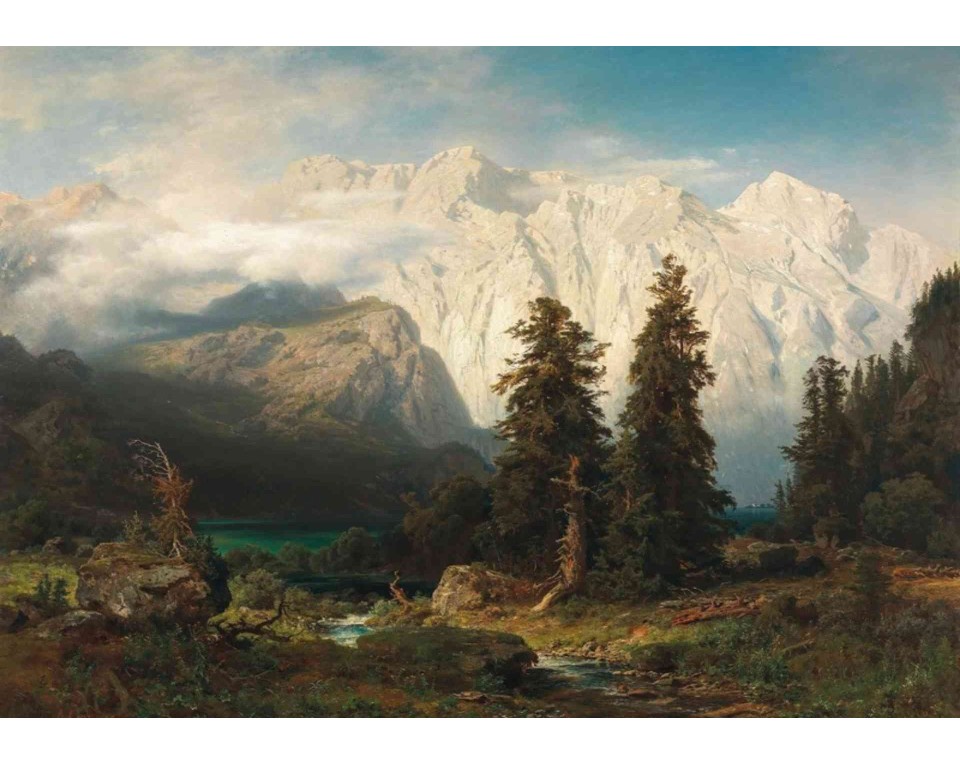 ΠΙΝΑΚΑΣ ΣΕ ΚΑΜΒΑ August Wilhelm Leu - Άποψη του Όρους Βάτσμαν και της Λίμνης Κένιγκσζε