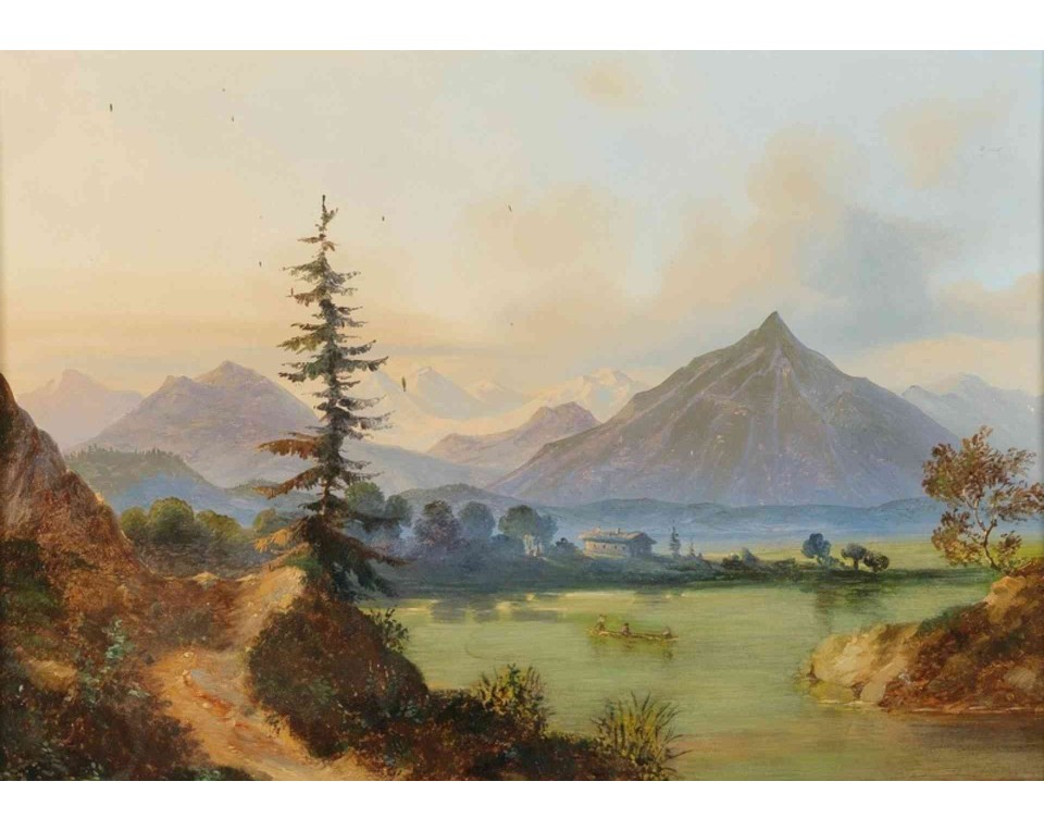 ΠΙΝΑΚΑΣ ΣΕ ΚΑΜΒΑ Adolf Heinrich Lier - Λίμνη σε Ορεινό Τοπίο