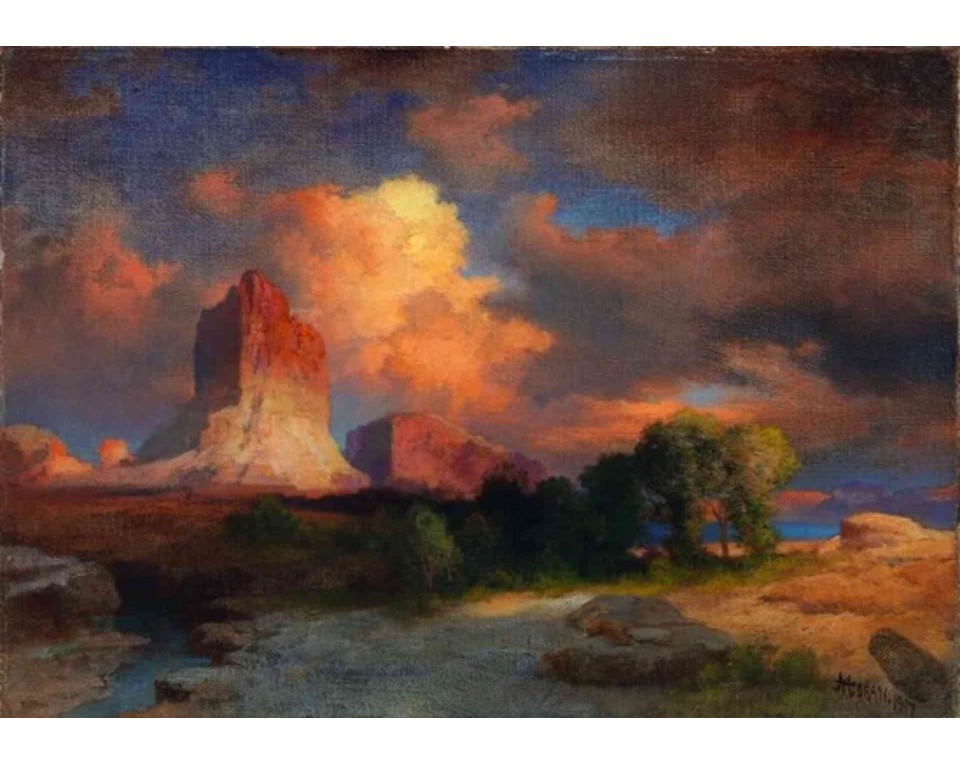 ΠΙΝΑΚΑΣ ΣΕ ΚΑΜΒΑ Thomas Moran - Σύννεφο Ηλιοβασιλέματος, Green River, Wyoming