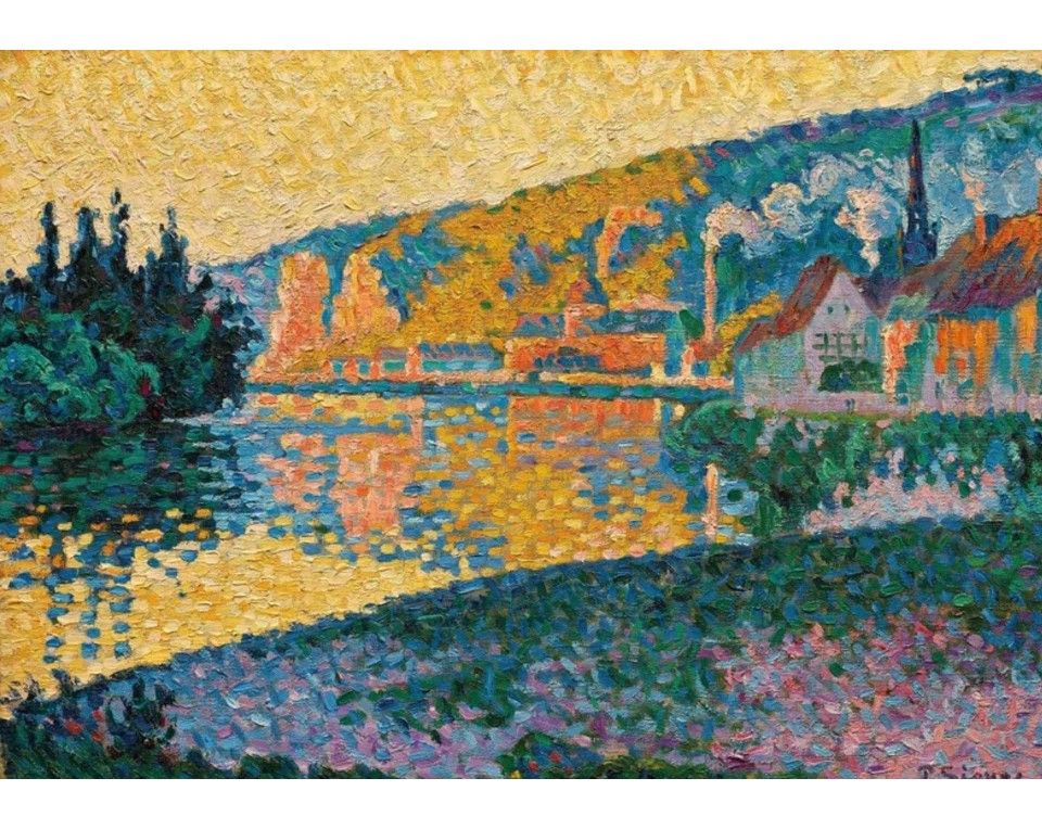 ΠΙΝΑΚΑΣ ΣΕ ΚΑΜΒΑ Paul Signac - Les Andelys. Ηλιοβασίλεμα, Opus 135