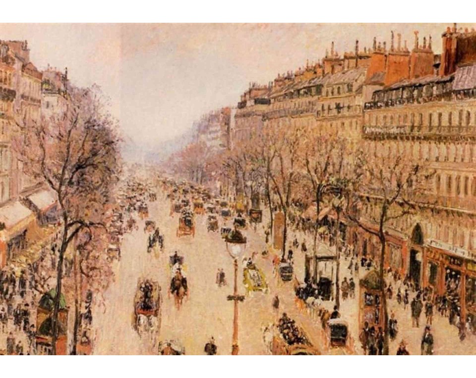 ΠΙΝΑΚΑΣ ΣΕ ΚΑΜΒΑ Camille Pissarro - Boulevard Montmartre, Πρωινό, Συννεφιασμένος Καιρός