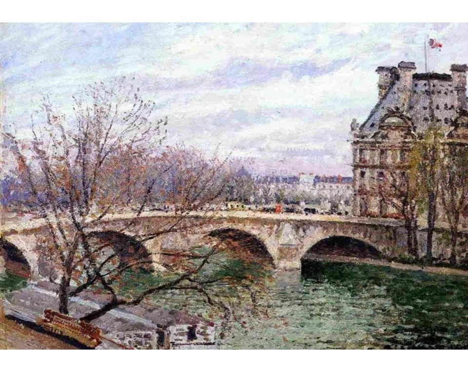 ΠΙΝΑΚΑΣ ΣΕ ΚΑΜΒΑ Camille Pissarro - Η Γέφυρα Πον Ρουαγιάλ και το Περίπτερο ντε Φλορ