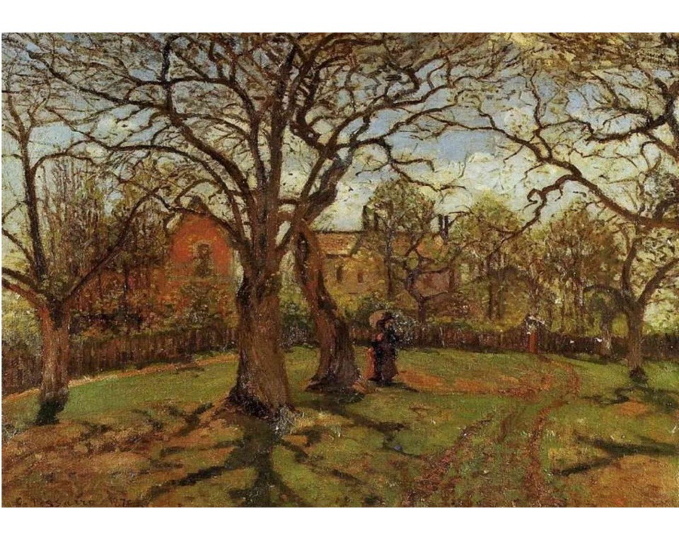ΠΙΝΑΚΑΣ ΣΕ ΚΑΜΒΑ Camille Pissarro - Καστανιές στο Louveciennes, Άνοιξη