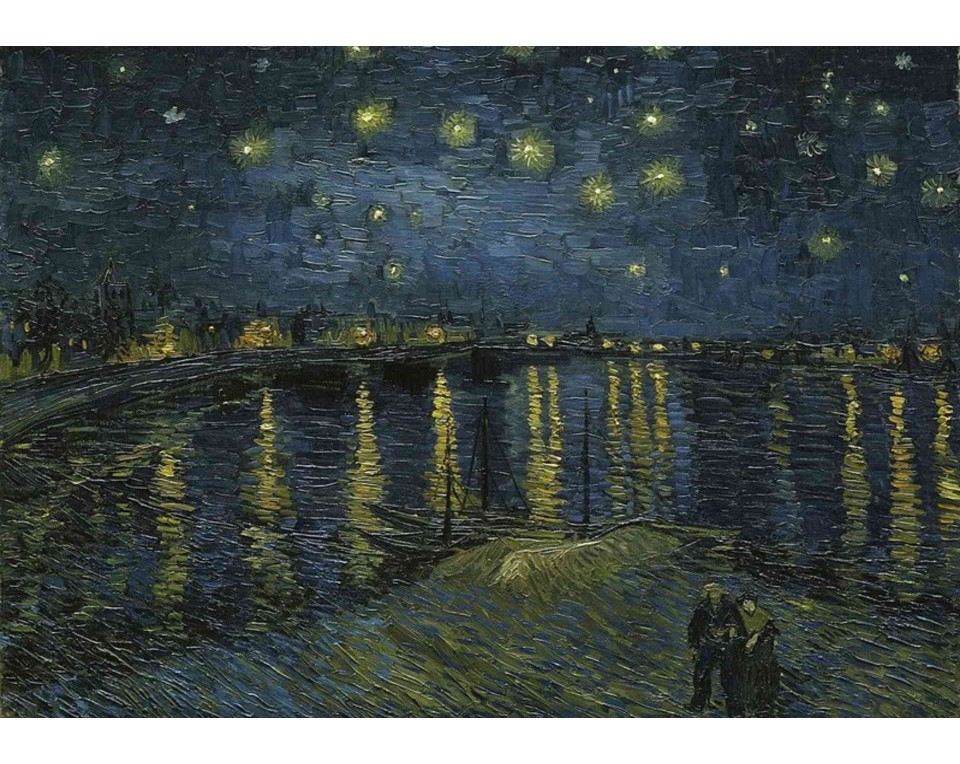 ΠΙΝΑΚΑΣ ΣΕ ΚΑΜΒΑ Vincent van Gogh - Έναστρη Νύχτα πάνω από τον Ροδανό