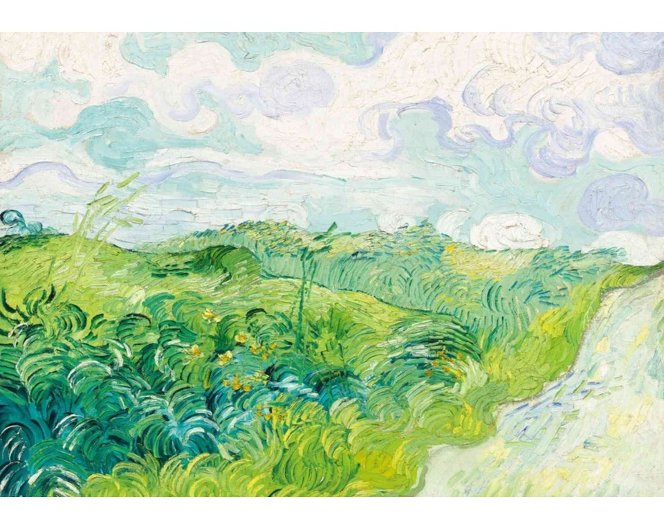 ΠΙΝΑΚΑΣ ΣΕ ΚΑΜΒΑ Vincent van Gogh - Πράσινα Χωράφια, Ωβέρ