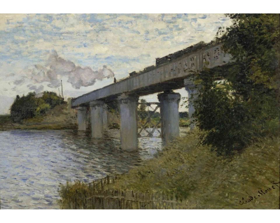 ΠΙΝΑΚΑΣ ΣΕ ΚΑΜΒΑ Claude Monet - Σιδηροδρομική Γέφυρα στο Αρζαντέιγ