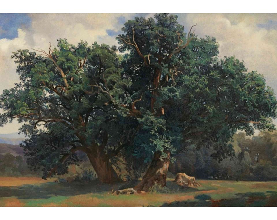 ΠΙΝΑΚΑΣ ΣΕ ΚΑΜΒΑ Alexandre Calame - Τοπίο με Βελανιδιές