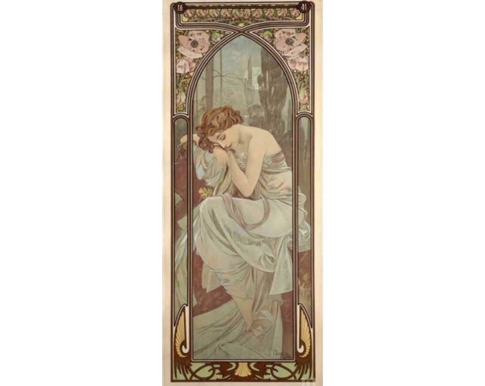ΠΙΝΑΚΑΣ ΣΕ ΚΑΜΒΑ Alphonse Mucha - Η Ανάπαυση της Νύχτας
