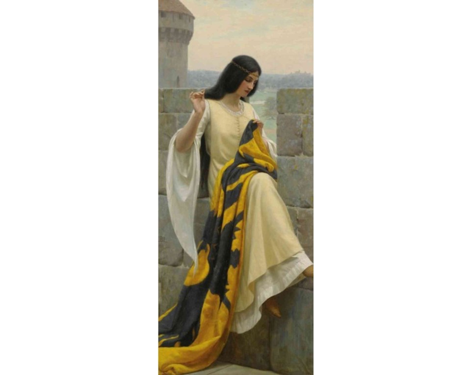 ΠΙΝΑΚΑΣ ΣΕ ΚΑΜΒΑ Edmund Blair Leighton - Ράβοντας το Λάβαρο