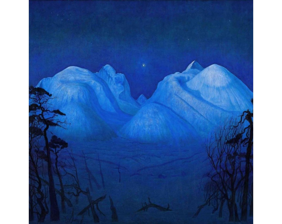 ΠΙΝΑΚΑΣ ΣΕ ΚΑΜΒΑ Harald Sohlberg - Χειμωνιάτικη Νύχτα στα Βουνά
