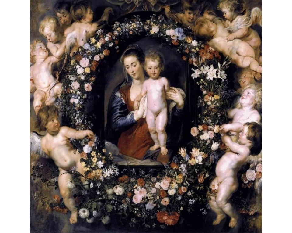 ΠΙΝΑΚΑΣ ΣΕ ΚΑΜΒΑ Peter Paul Rubens and Jan Brueghel the Elder - Madonna σε Στεφάνι από Λουλούδια