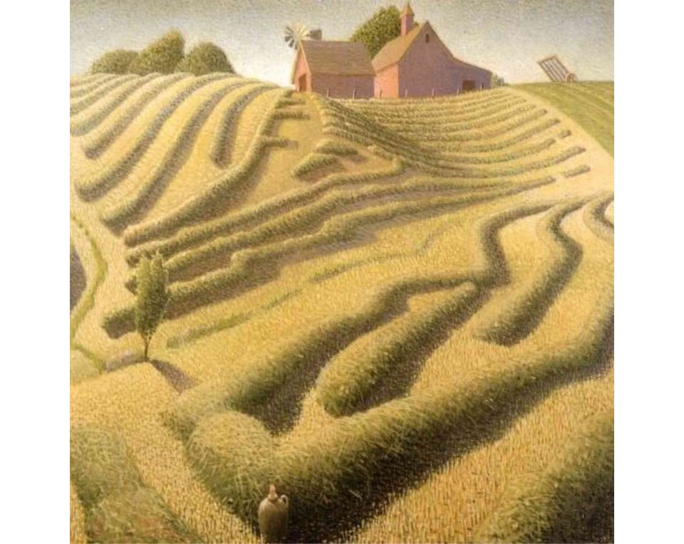 ΠΙΝΑΚΑΣ ΣΕ ΚΑΜΒΑ Grant Wood - Θερισμός Σανού