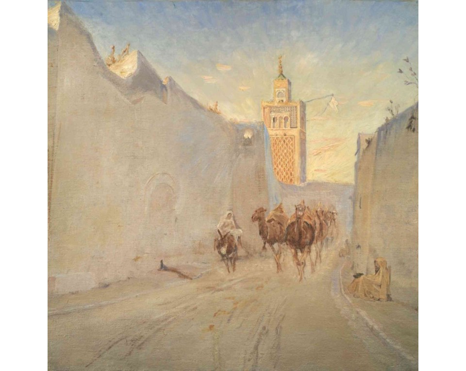 ΠΙΝΑΚΑΣ ΣΕ ΚΑΜΒΑ Theodor Philipsen - Καμήλες σε Δρόμο στην Τυνησία